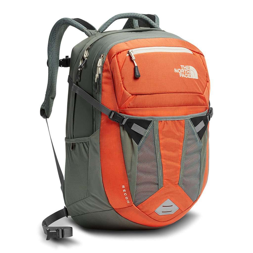 Women's Recon Backpack in Nasturtium Orange and Sedona Sage Grey by The North Face - Country Club Prep