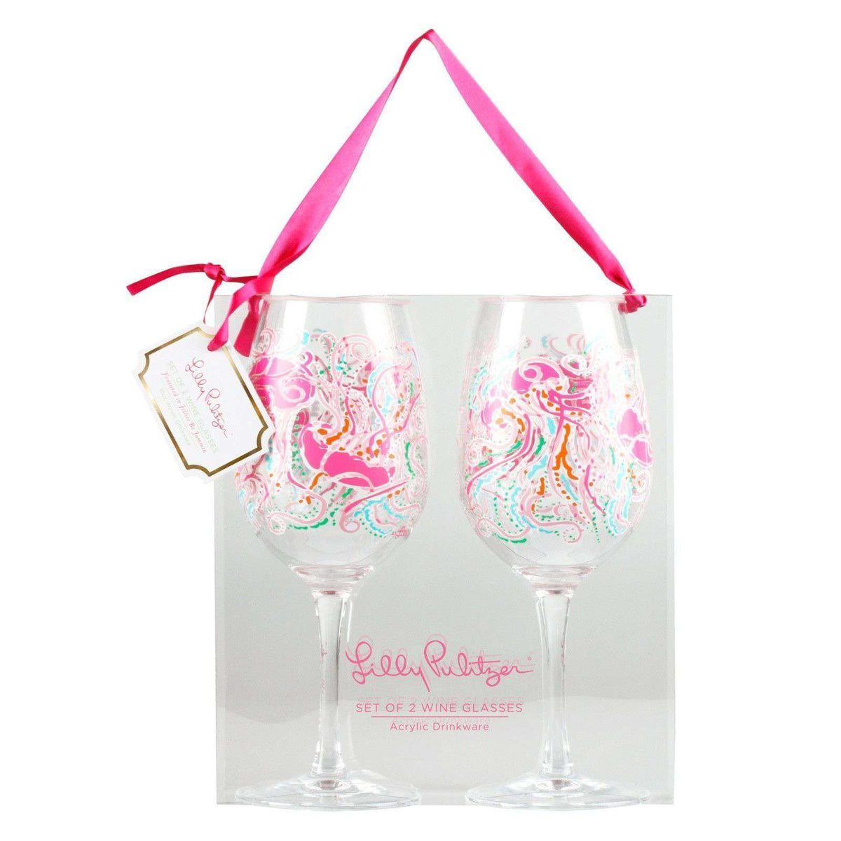 Acrylic Wine Glasses in Jellies Be Jammin' by Lilly Pulitzer - Country Club Prep