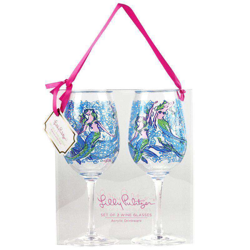 Acrylic Wine Glasses in Nice Tail by Lilly Pulitzer - Country Club Prep