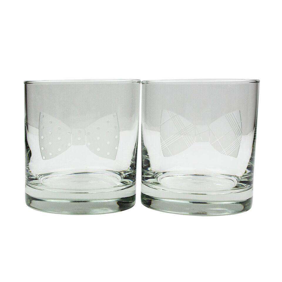 Bow Ties 11 oz Rocks Glasses - Set of 4 - by Country Club Prep - Country Club Prep