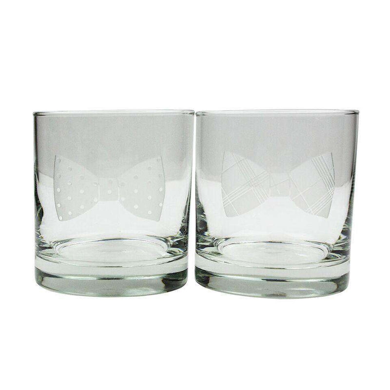 Bow Ties 11 oz Rocks Glasses - Set of 4 - by Country Club Prep - Country Club Prep