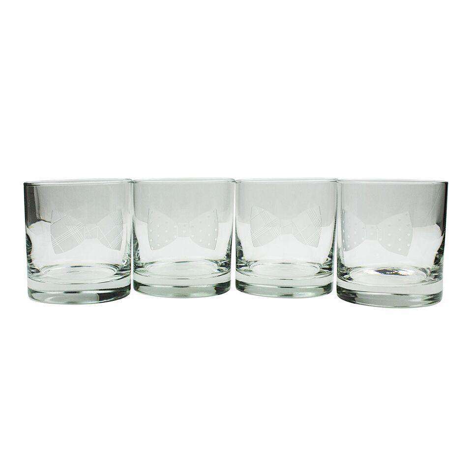 Bow Ties 11 oz Rocks Glasses - Set of 4 - by Country Club Prep - Country Club Prep