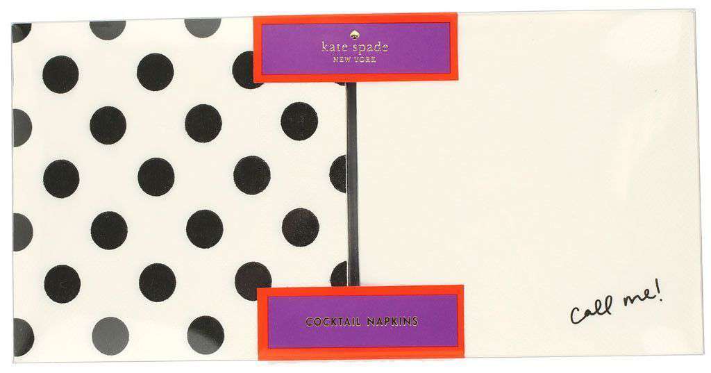 Cocktail Napkins in Black Dots by Kate Spade New York - Country Club Prep