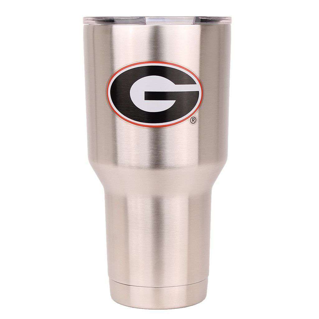 Georgia 30oz Tumbler in Silver by Gametime Sidekicks - Country Club Prep