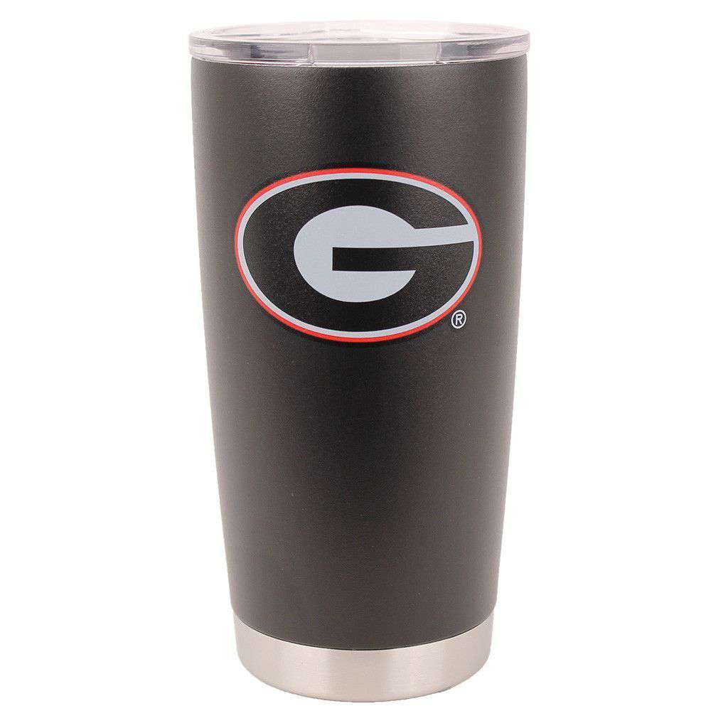 Georgia Powder Coated 20oz Tumbler in Black by Gametime Sidekicks - Country Club Prep