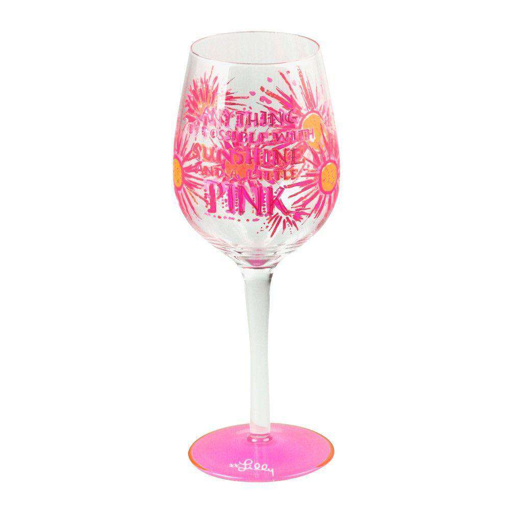 Hand-painted Wine Glass in Anything is Possible by Lilly Pulitzer - Country Club Prep