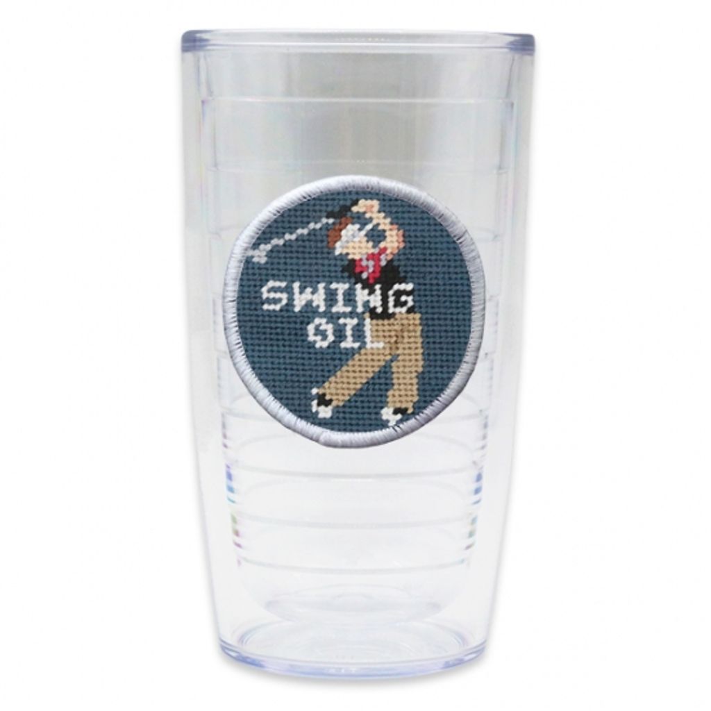Swing Oil Needlepoint Tumbler by Smathers & Branson - Country Club Prep