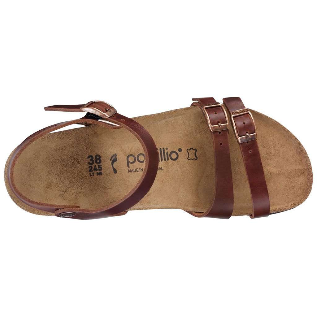 Women's Lana Papillo Leather Wedge Sandal in Cognac by Birkenstock - Country Club Prep