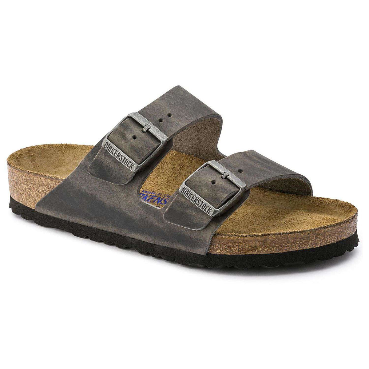 Women's Arizona Sandal in Oiled Iron Leather with Soft Footbed by Birkenstock - Country Club Prep