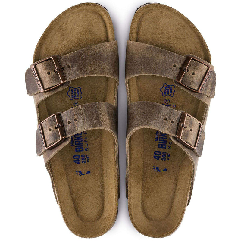 Women's Arizona Sandal in Oiled Tobacco Brown Leather with Soft Footbed by Birkenstock - Country Club Prep