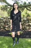 Suede Ruffneck Dress in Black by Gretchen Scott Designs - Country Club Prep