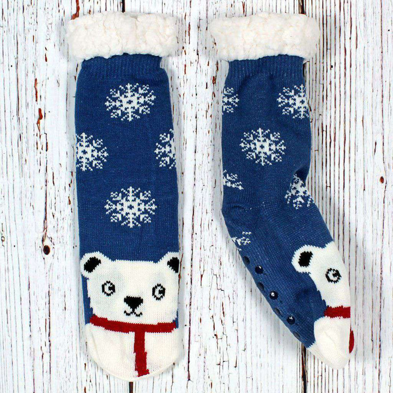 Bob the Polar Bear Sherpa Lined Socks by Nordic Fleece - Country Club Prep