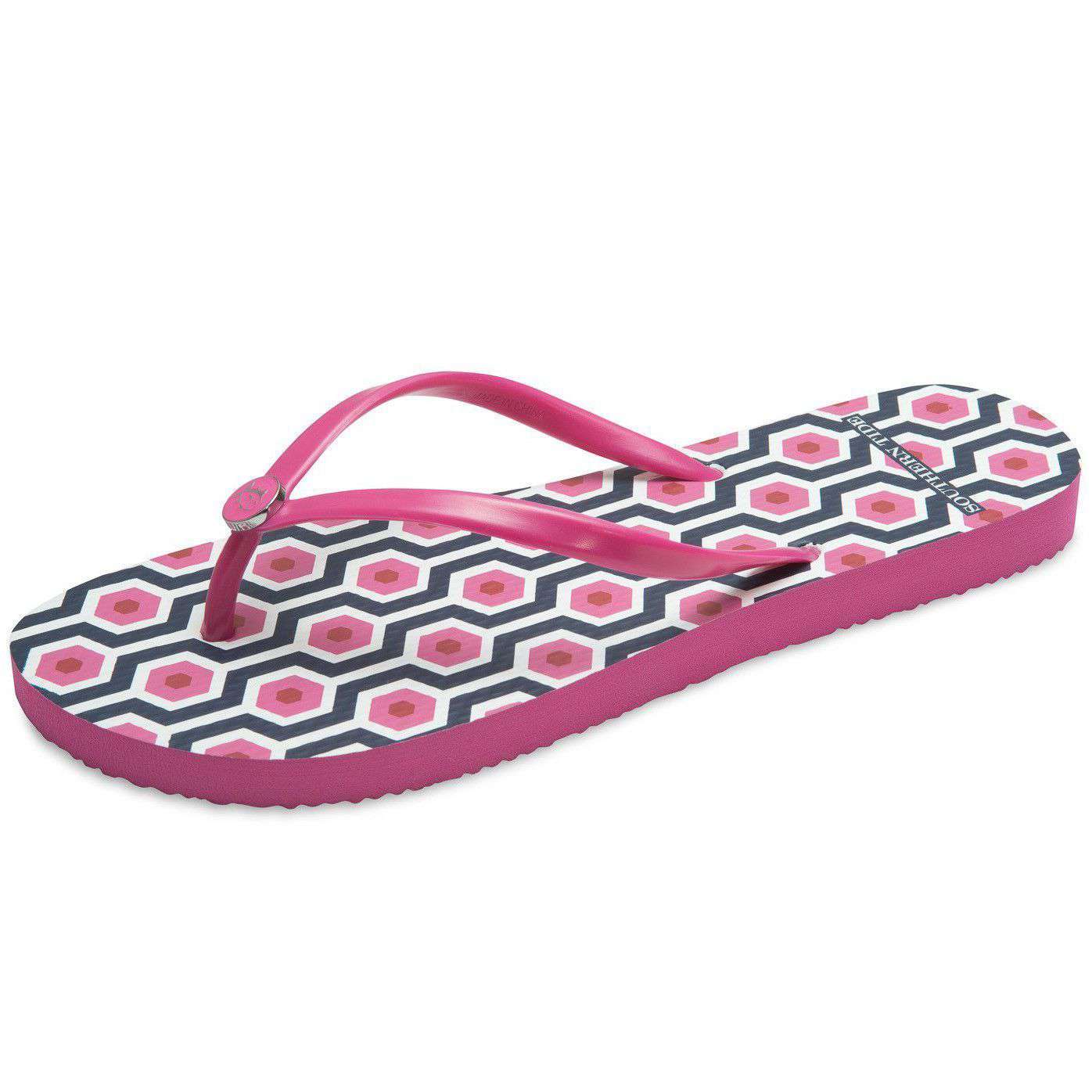 Southern Tide Boardwalk Flip Flop in Geo Print Country Club Prep
