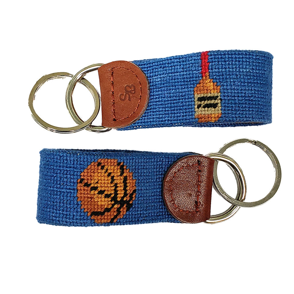 Bourbon & Basketball Needlepoint Key Fob by Smathers & Branson - Country Club Prep