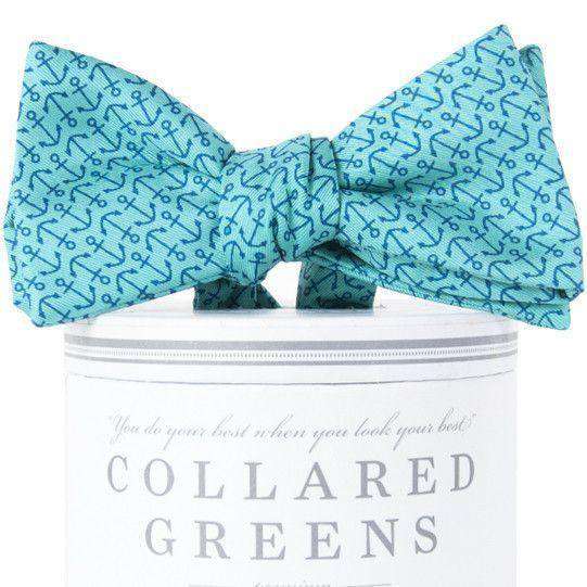 Ahoy Bow Tie in Aqua Green & Navy by Collared Greens - Country Club Prep