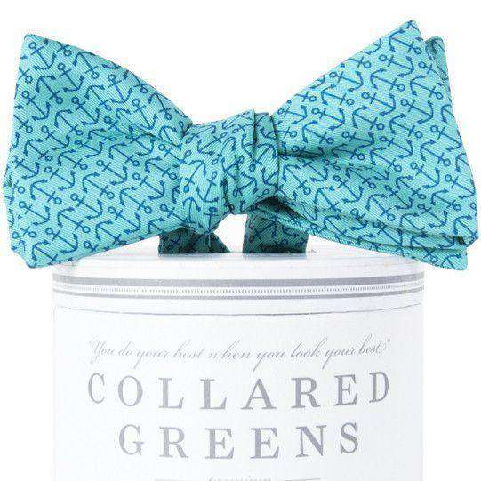Ahoy Bow Tie in Aqua Green & Navy by Collared Greens - Country Club Prep