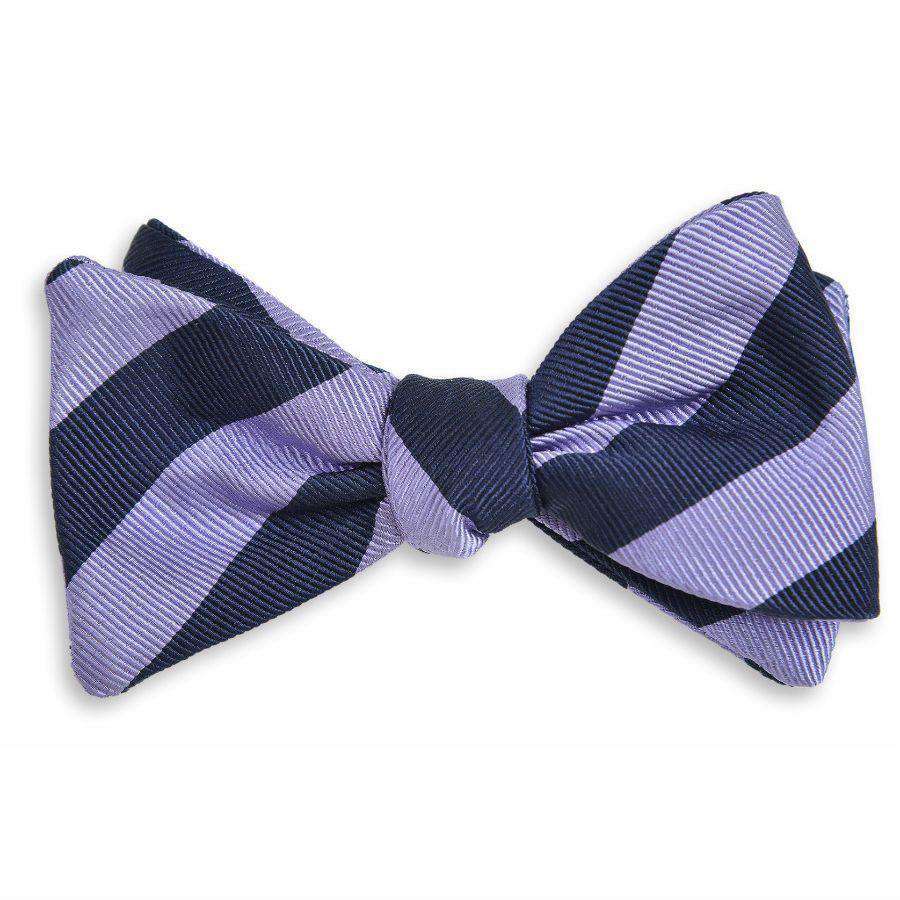 All American Stripe Bow Tie in Lavender and Navy by High Cotton - Country Club Prep