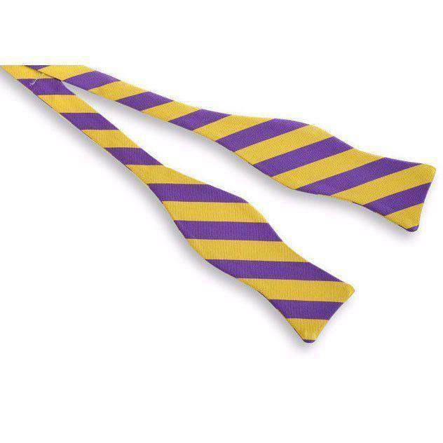 All American Stripe Bow Tie in Purple and Gold by High Cotton - Country Club Prep