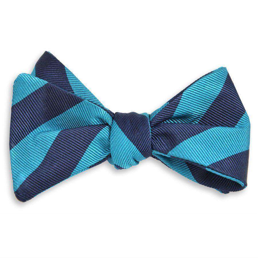 All American Stripe Bow Tie in Teal and Navy by High Cotton - Country Club Prep