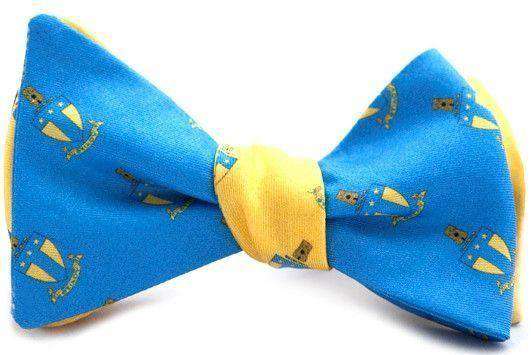 Alpha Tau Omega Reversible Bow Tie in Blue and Gold by Dogwood Black - Country Club Prep