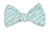 Aqua Seersucker Check Bow Tie by High Cotton - Country Club Prep