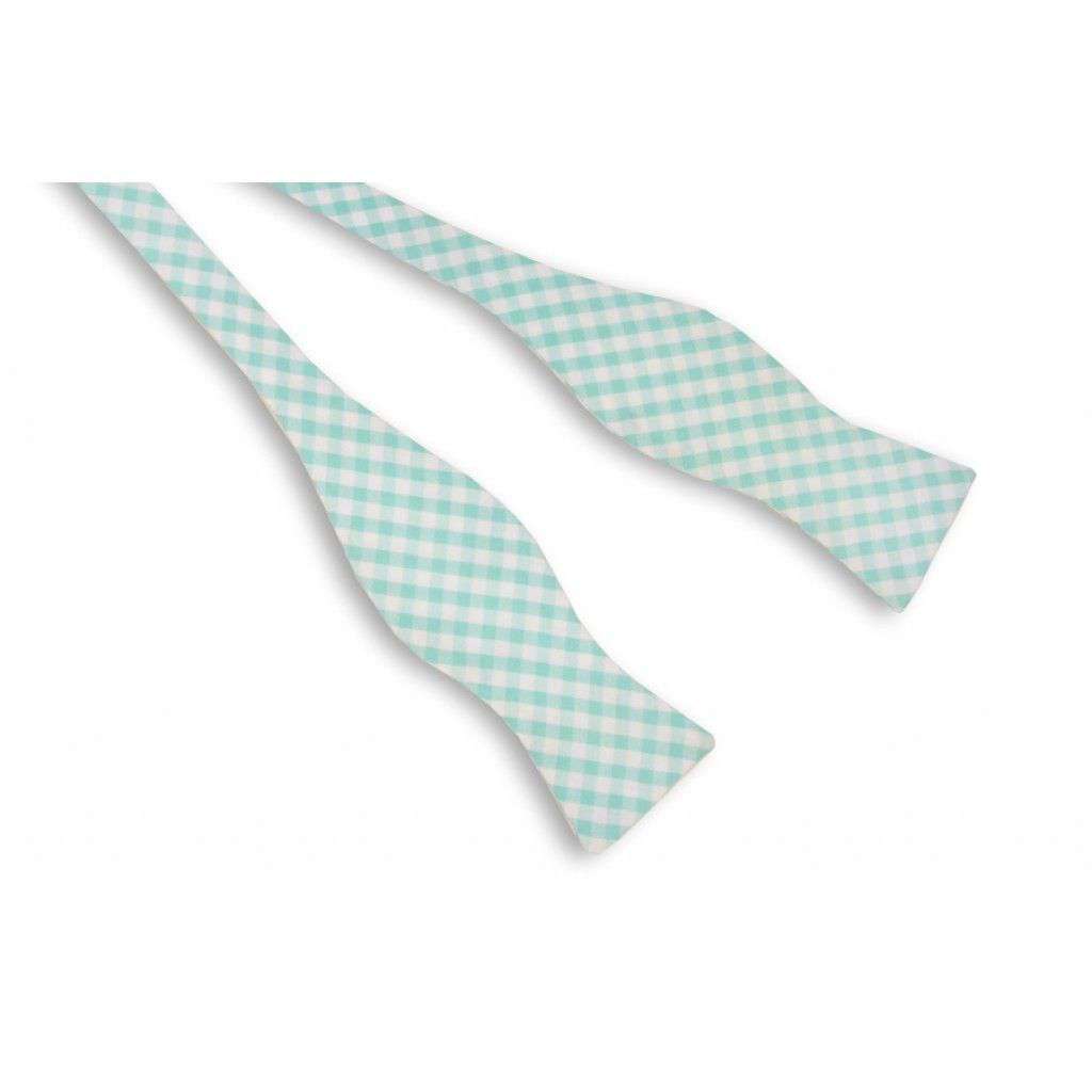 Aqua Seersucker Check Bow Tie by High Cotton - Country Club Prep