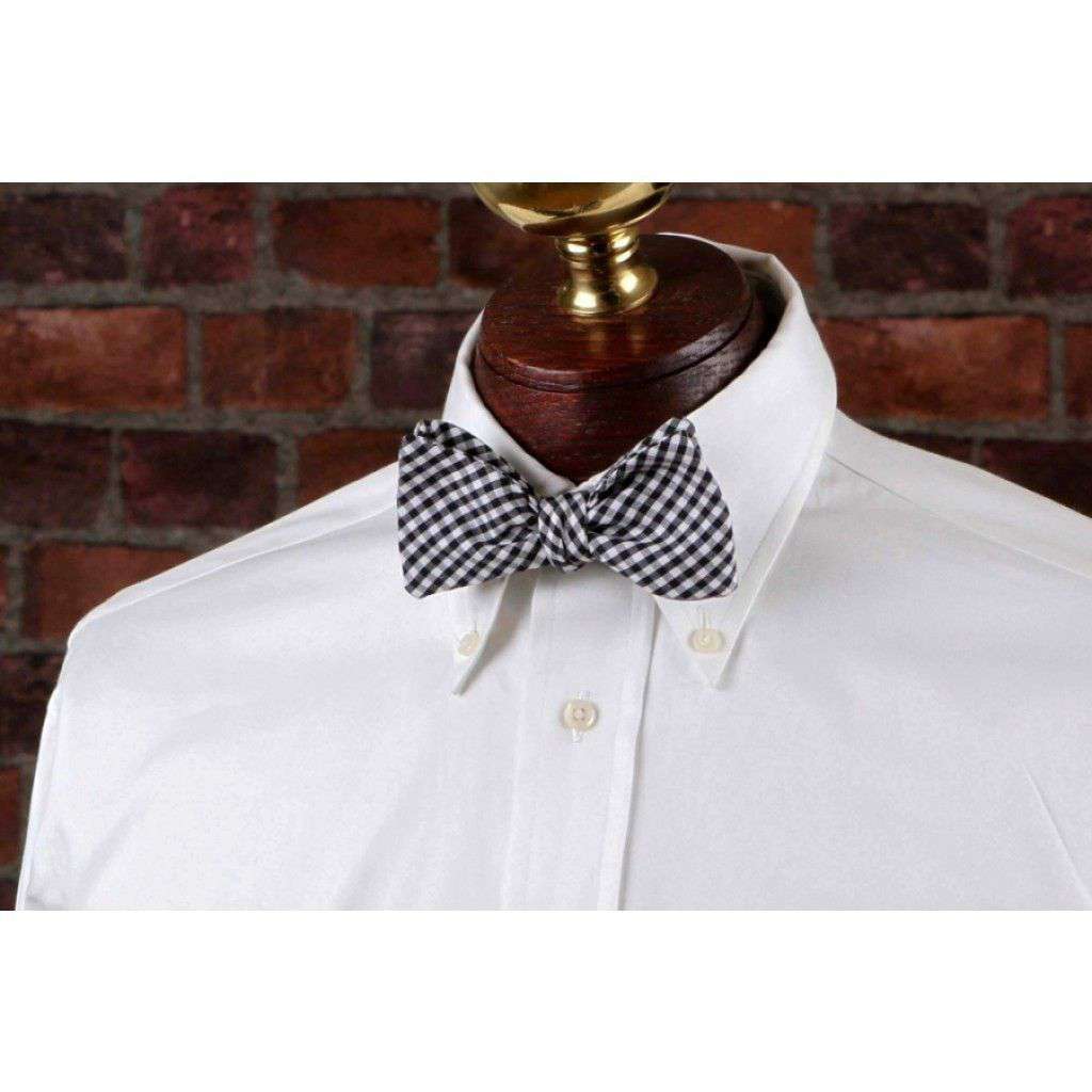 Black Gingham Bow Tie in Black and White by High Cotton - Country Club Prep