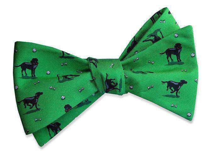 Black Lab Heaven Bow Tie in Green by Bird Dog Bay - Country Club Prep