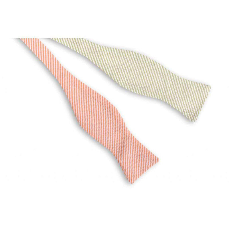 Boater Seersucker Four Way Bow Tie in Blue, Pink, Green and Orange Seersucker by High Cotton - Country Club Prep