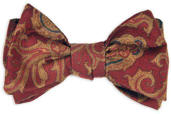 Brick Heirloom Paisley Bow Tie in Red by High Cotton - Country Club Prep