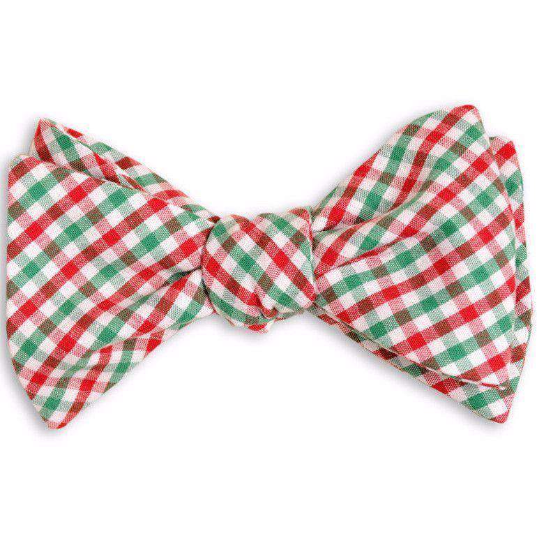 Christmas Tattersall Bow Tie in Red, White and Green by High Cotton - Country Club Prep