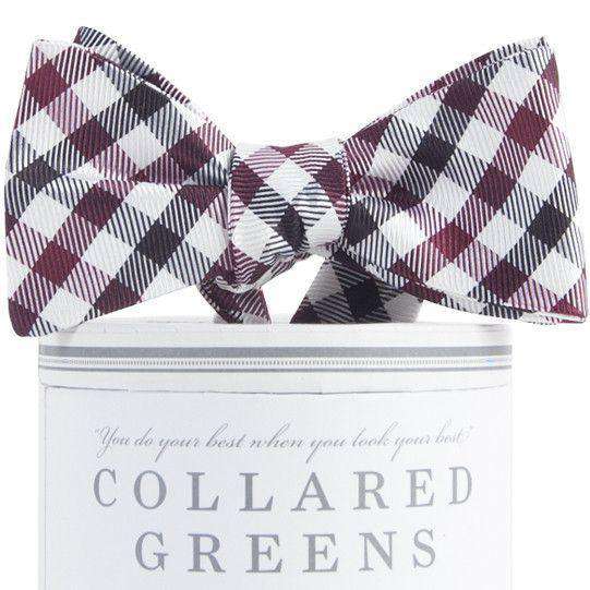 Collegiate Quad Bow Tie in Garnet and Black by Collared Greens - Country Club Prep