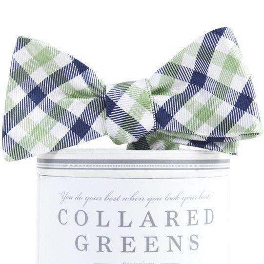 Collegiate Quad Bow Tie in Navy and Green by Collared Greens - Country Club Prep
