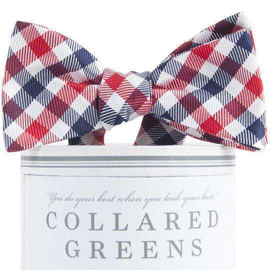 Collegiate Quad Bow Tie in Navy and Red by Collared Greens - Country Club Prep
