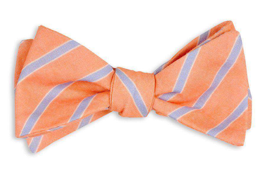 Coral and Blue Linen Stripe Bow Tie by High Cotton - Country Club Prep