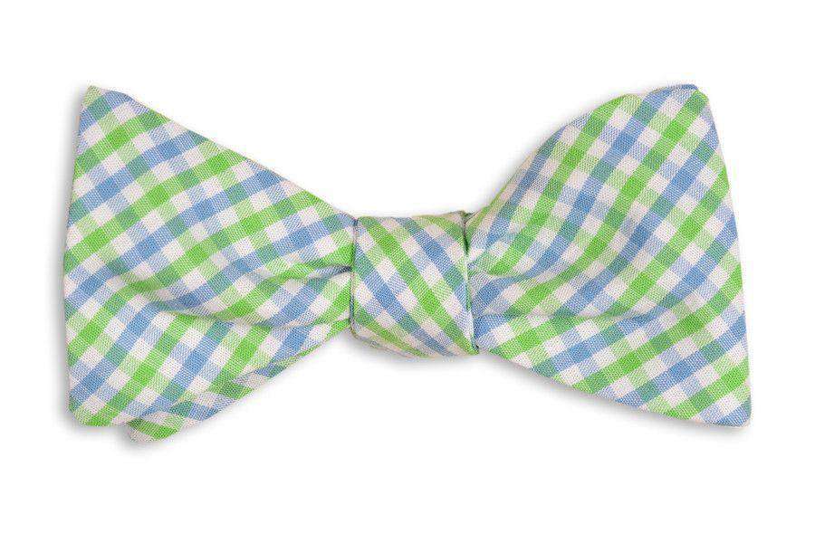 Cornflower and Mint Green Tattersall Bow Tie in Blue and Green by High Cotton - Country Club Prep