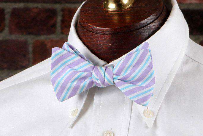 Corolla Stripe Bow Tie in Purple by High Cotton - Country Club Prep