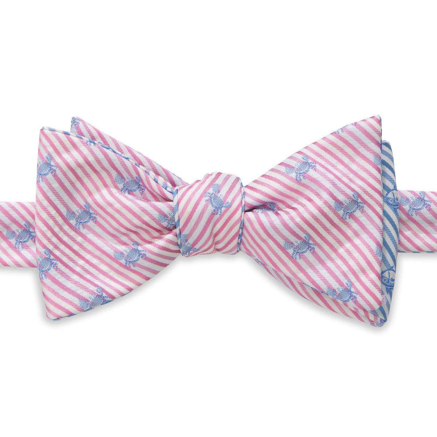 Crab/Skipjack Seersucker Bow Tie in Pink and Ocean Channel by Southern Tide - Country Club Prep