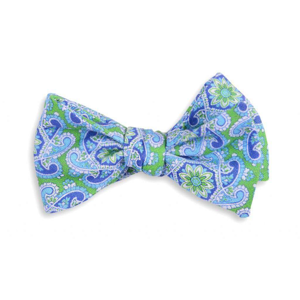 Derby Linen Paisley Bow Tie in Green by High Cotton - Country Club Prep