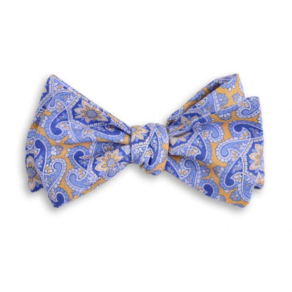 Derby Linen Paisley Bow Tie in Yellow by High Cotton - Country Club Prep