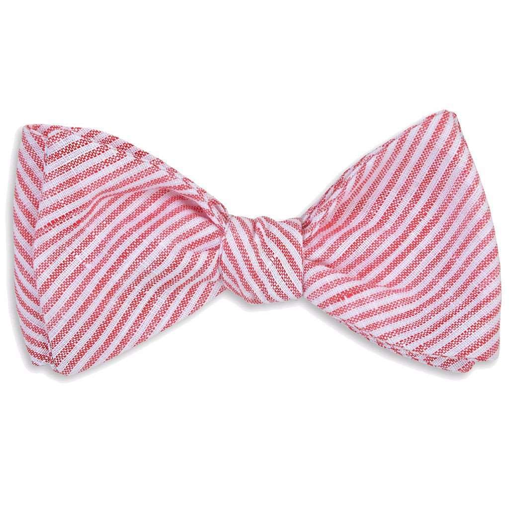Firecracker Linen Stripe Bow Tie in Red by High Cotton - Country Club Prep