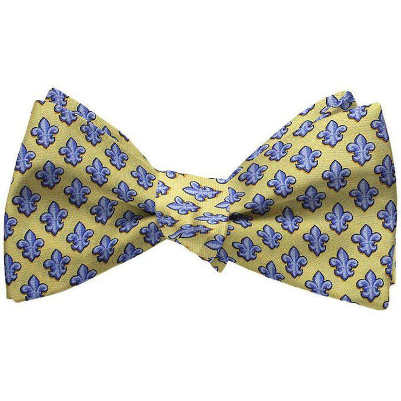 Fleur De Lis Bow Tie in Yellow by Bird Dog Bay - Country Club Prep