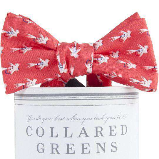Flies Bow Tie in Salmon by Collared Greens - Country Club Prep