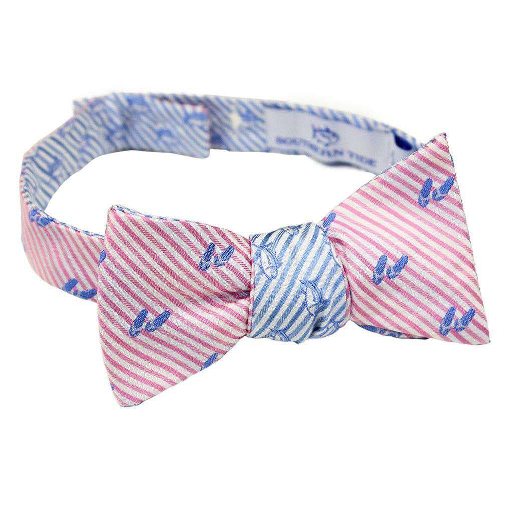 Flip Flop Seersucker Bow Tie in Pink and Ocean Channel by Southern Tide - Country Club Prep