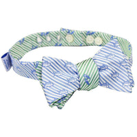 Flip Flop Seersucker Bow Tie in Summer Green and Ocean Channel by Southern Tide - Country Club Prep