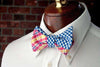 Flying Scot Reversible Bow Tie in Blue and Yellow/Pink Madras by High Cotton - Country Club Prep
