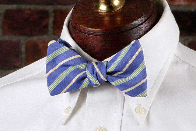 Green Sunfish Bow Tie in Blue and Green Stripe by High Cotton - Country Club Prep