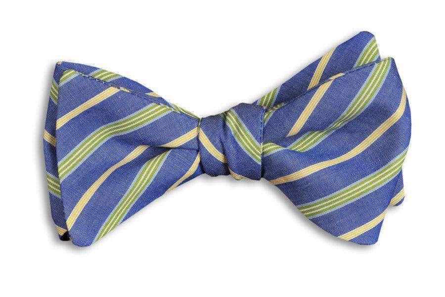 Green Sunfish Bow Tie in Blue and Green Stripe by High Cotton - Country Club Prep