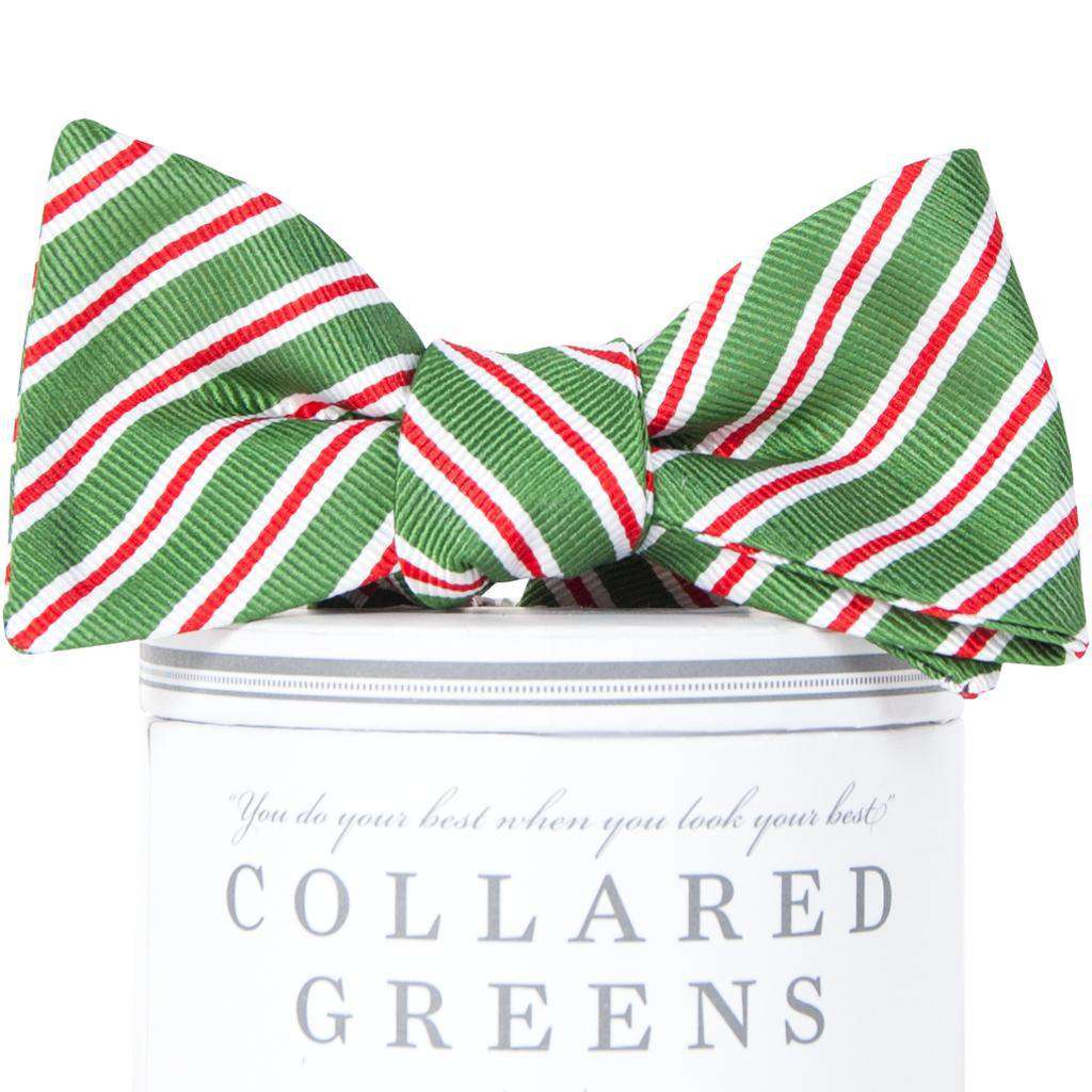 Holiday Stripes Bow Tie in Green by Collared Greens - Country Club Prep