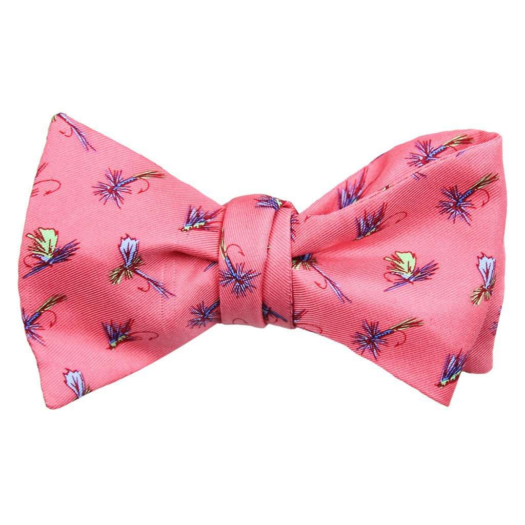 Hooked on Flies Bow Tie in Coral by Bird Dog Bay - Country Club Prep